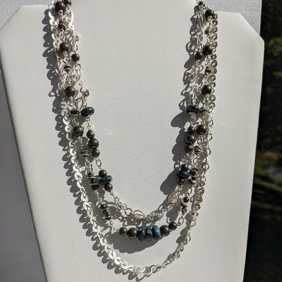 ✨sold✨ Pyrite Abundance Crystals Silver Necklace Artisan Impression Jasper - Picture 8 of 15